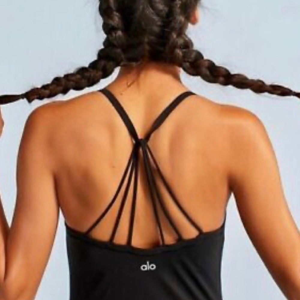 Alo Sunny Strappy Bra Tank Top - Black Sz L